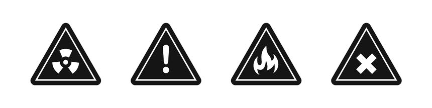 Black Hazard Warning Signs Vector Collection